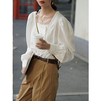 Line Moonlight Dance French classical elegant wooden ear side collar Edward loose shirt doll shirt