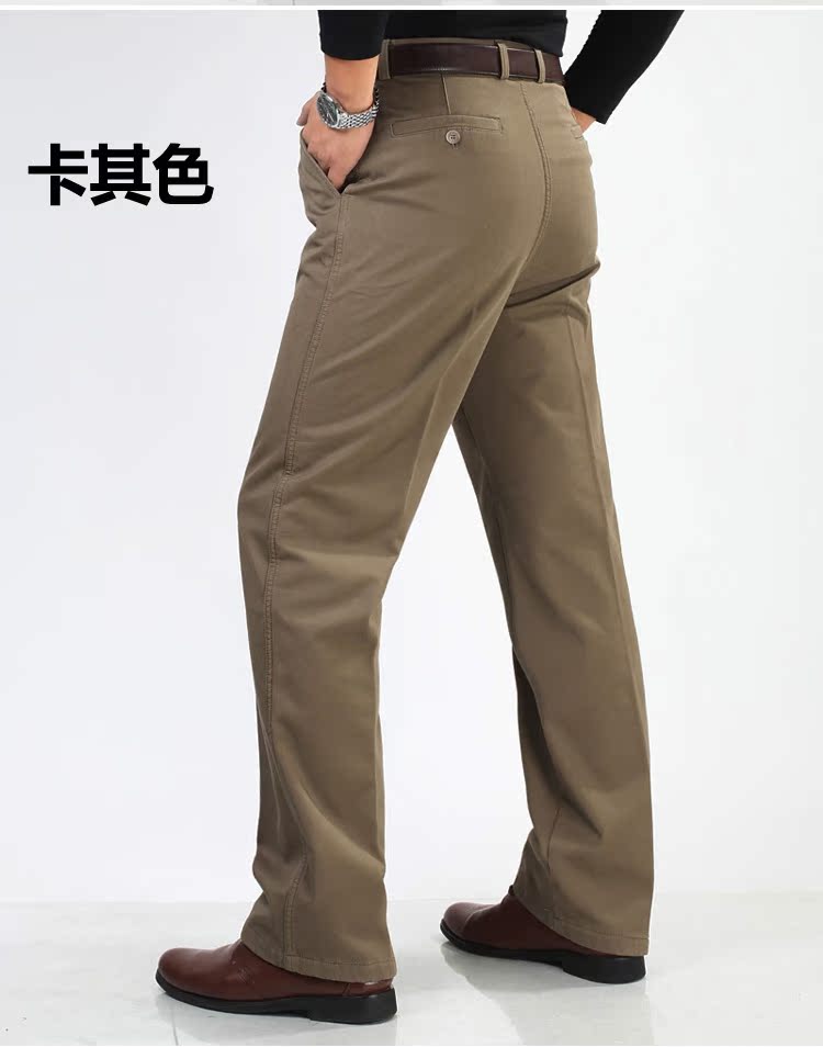 Mùa đông trung niên và tuổi già gấp đôi nếp gấp cộng với quần nhung nam cao eo cao tập sâu lỏng cotton miễn phí nóng kích thước lớn quần giản dị nam quần áo nam hàng hiệu