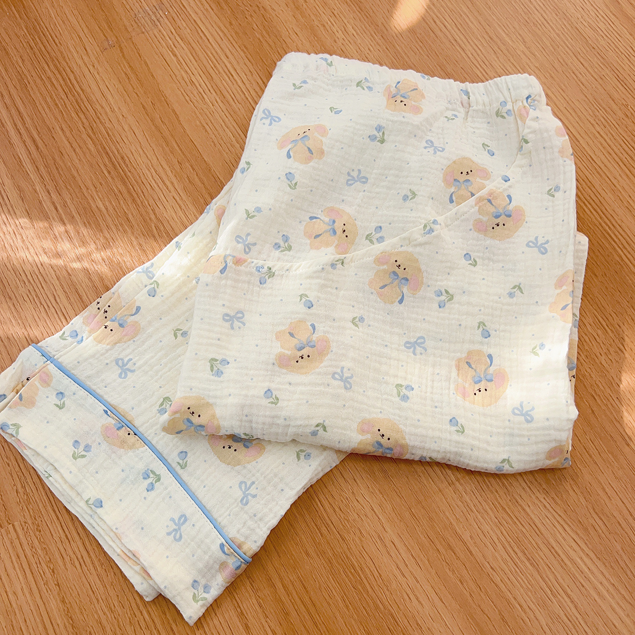 孕妇睡裤不勒肚子纯棉秋季薄款可调节孕期居家睡裤产妇月子裤长裤 — 17