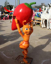 FRP cartoon little ant moving fruit sculpture painted animal outdoor mall Park landscape decoration ornaments