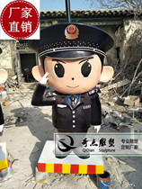 New listing simulation FRP traffic police sculpture high-speed intersection Street cartoon traffic police display ornaments