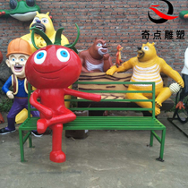 FRP fruit seat bench creative sculpture orange watermelon cartoon Table and Chair Sculpture Mall amusement park ornaments