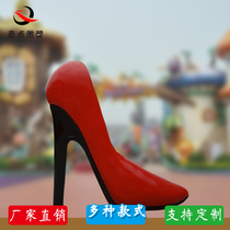 FRP resin stained high heels sculpture large shopping mall decorated red high heel shoe sculpture room