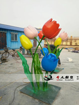 Outdoor large simulation glass steel rose sculpture mall beautiful window furnished glass fiber