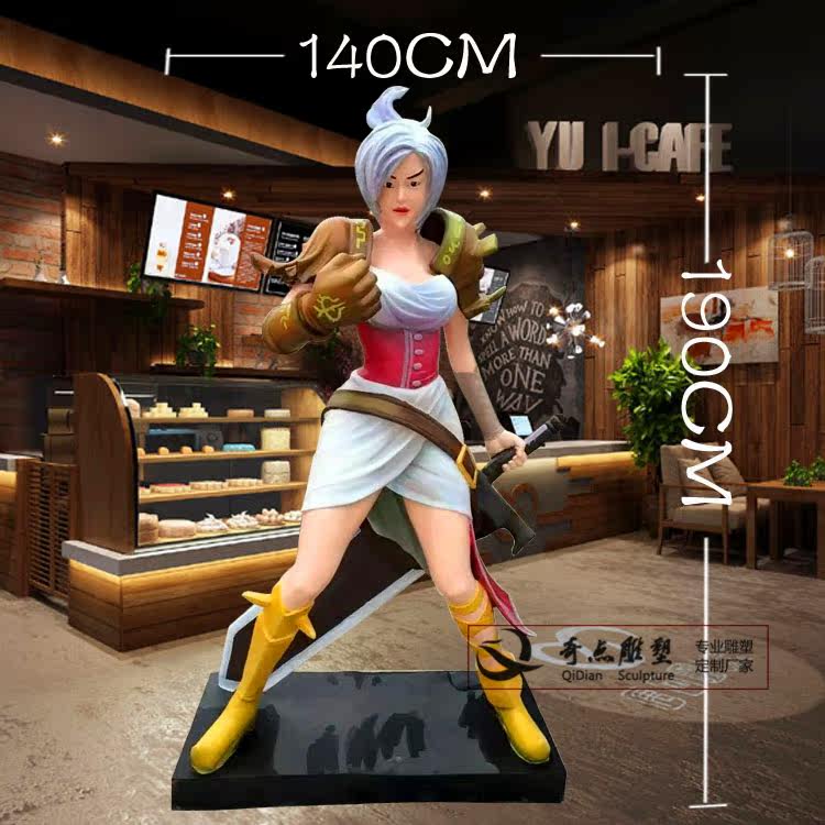 League of Heroes Eileen Sculpture Glass Fiber Simulation Game Customized Indoor Outdoor Roll Sculpture
