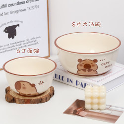 2025 New arrival Kapi Bara Noodle Bowl For Home Ceramic Ebbing Noodle Bowl Underglaze Soup Bowl Cartoon Cute Large Noodle Bowl
