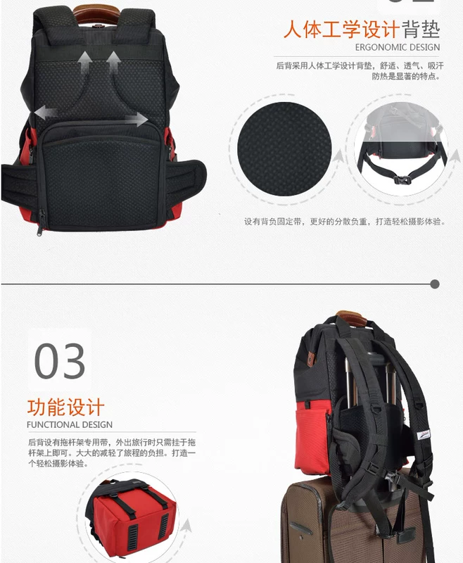 Túi đựng máy ảnh Gini Buddha 61136 Máy ảnh DSLR Ba lô thời trang nhẹ Túi kỹ thuật số Túi đa năng Túi máy ảnh 5D4 6D2 D810 A7R2 Túi máy ảnh Túi máy ảnh ngoài trời Ba lô - Lưu trữ cho sản phẩm kỹ thuật số