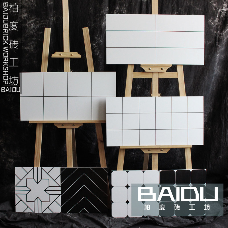 Small square white matt brick Nordic powder room kitchen wall brick 60*30 solid color subway brick parquet brick tile 300