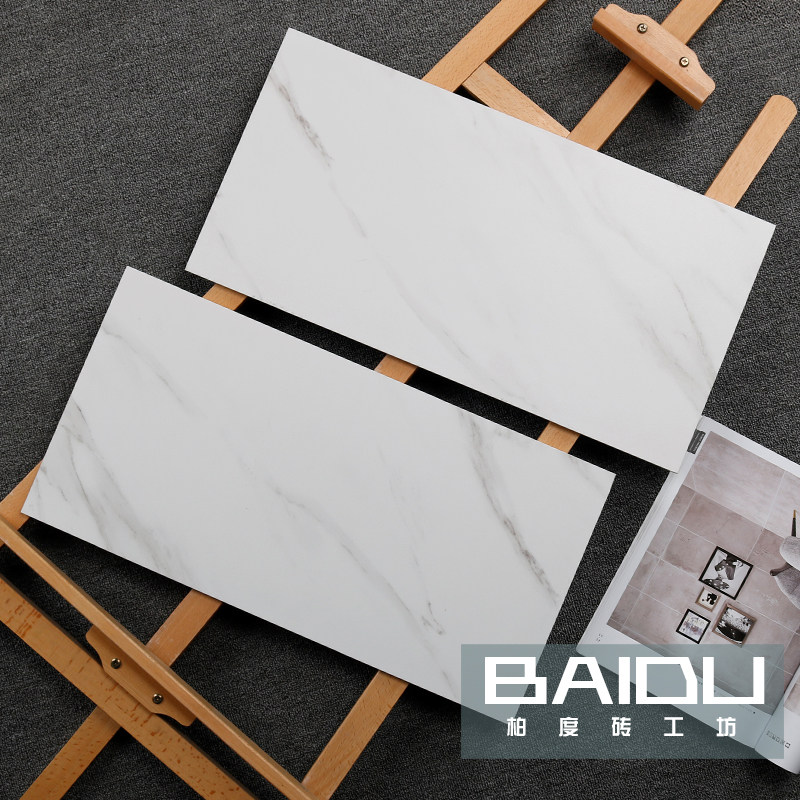Baidu Matte Jazz White Tile Nordic Sanitary Toilet Kitchen Marble Wall Tile 300600