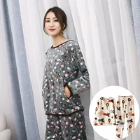Bộ đồ ngủ hai mảnh dày flannel kích thước lớn nhỏ tươi hoa dịch vụ nhà nữ san hô nhung đôi phù hợp với phim hoạt hình đồ bộ mặc nhà cao cấp