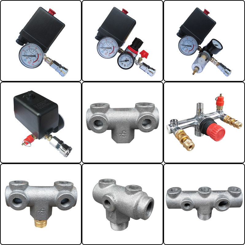 Silent oil-free air pump accessories air compressor switch assembly pressure control gas outlet six-way Bama bracket