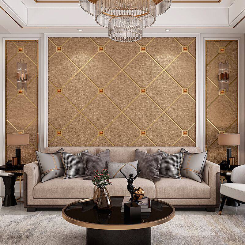 2022 new minimalist insert drilling light and luxurious deer leather velvet wallpaper TV background wall Living room Rhomboid Soft Bag Film and TV wallpaper