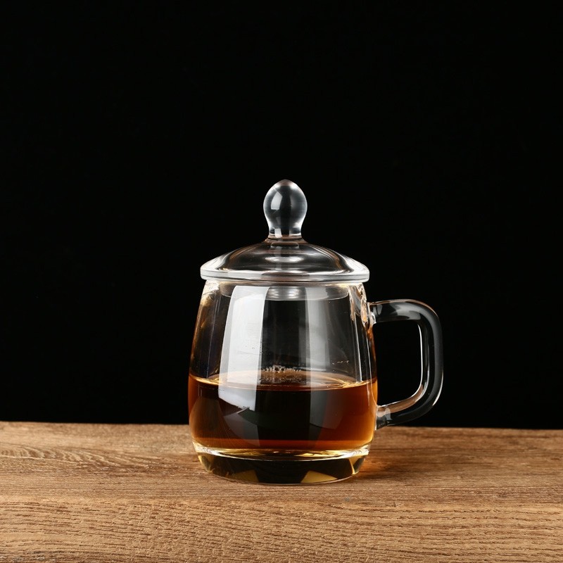 Donghai pure natural white crystal tea cup with lid and handle boss cup pure handmade rough polished high-end custom gift