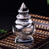 White crystal pure body stupa medium relic tank piggy bank support Sariputra relic Flower Pagoda