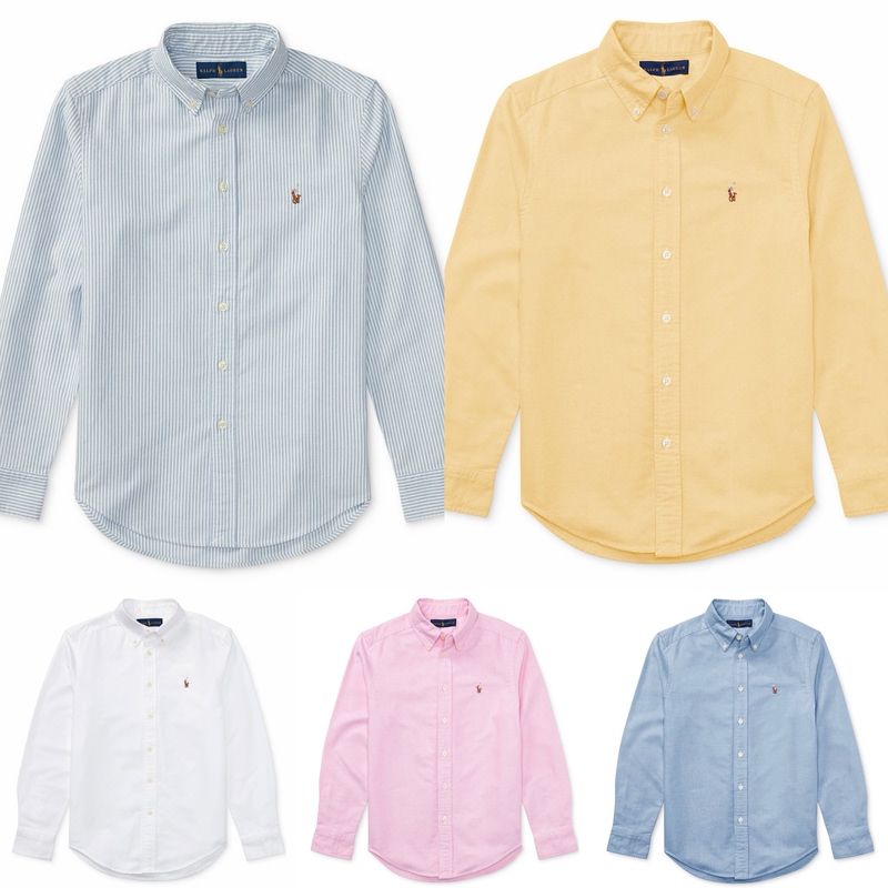 U.S. Overseas Shopping! In-Stock Ralph Lauren Oxford Denim Linen Big Kids' Pure Cotton Shirt
