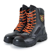 Rescue and rescue boots Bull Leather Shoestring Steel Sheet Boots Forest Protection Smash Anti-Puncture Fire Equipment Training Boots