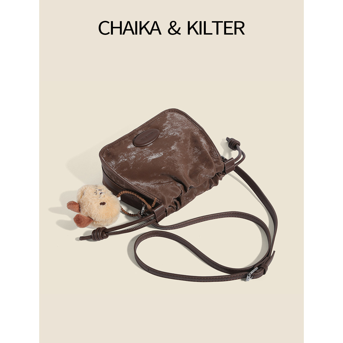 2025 Spring/Summer New Chaika Kilter Niche Shoulder Bucket Bag Japanese and Korean Style PU Soft Crossbody Bag - Thumbnail 3