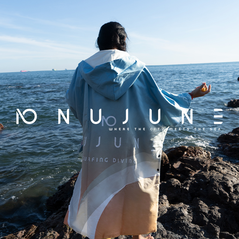 Nujune Swimming Surfing Diving Windproof Bath Towel Thickened Warm Poncho Hot Spring Winter Swimming Shawl Absorbent Bathrobe