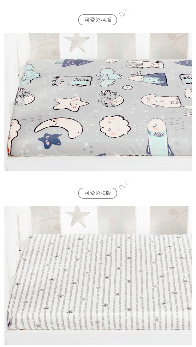 雨 定制 Giường trẻ em bằng vải bông Em bé độc thân 1,2 m hoạt hình trải chiếu nệm Mẫu ga phủ giường