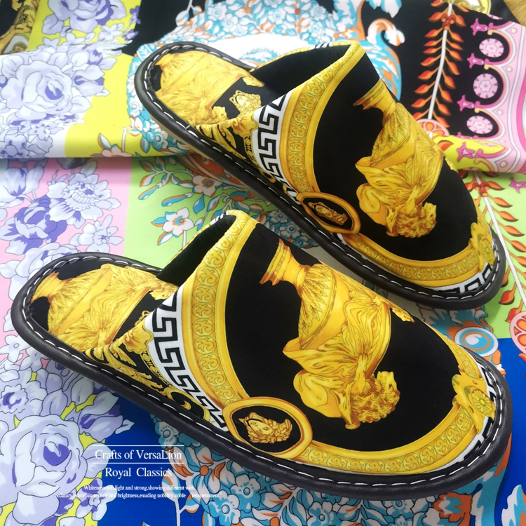 European-Style Luxury Home Warm Cotton Slippers Trendy Brand Medusa Men's and Women's Thick-Soled Non-Slip Indoor Home Shoes