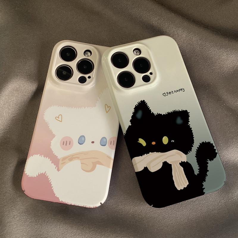 Gradient Cat Couple Phone Case Suitable for Oppo Reno 15 Pro/14/13, Apple 16, Xiaomi 12, Huawei Mate 60, Redmi 70, Film Find X8, Hard Realme Gt Anti-Drop Case