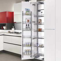 Kitchen big monster pull basket nano tool basket cabinet high cabinet multi-layer snack rack open door linkage seasoning rack