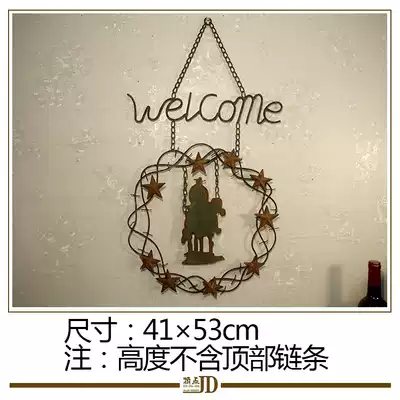 Western cowboy series Welcome to Guanlin listed English word welcomom bar cafe wall decoration imitation rusty pendant
