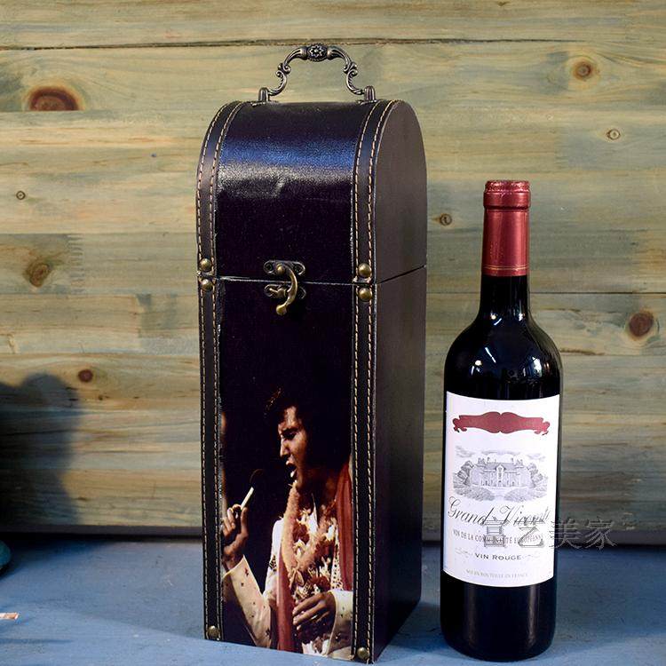 American Vintage Nostalgia Star Cat King Hand Wine Box Single Wine Gift Box Foreign Wine Decorated Case Black Wine Barrel