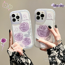 Spring purple rose to apply iPhone12promax Apple 13 phone shell 11 anti-fall xr soft 8p