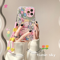 Cartoon Tulip Girl applies iPhone12promax Apple 13 11 phone shell xs xr bracelet 8p soft