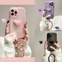 Korean wind pure love applies iPhone13promax Apple 12 phone shell 11 stereo xs xr hanging ring 8 women