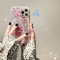 Pink oil painting flowers apply iPhone13promax apple 12 phone shell 11 frosted xs silicone xr female 8p