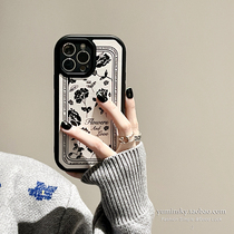 Fan-style black flowers apply iPhone12 Apple 13promax mobile phone shell 11 creative xsxr anti-fall 8 women