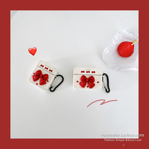 Loving Red Butterfly Knot applies AirPodsPro3 generation of protective sheath Apple headphones 2 Corticoid Softshell Tide