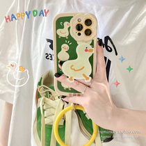 Cartoon Duck Bracket applies iPhone12promax Apple 13 phone shell 11 hanging ring xsxr anti-fall 8 female