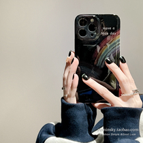 Dark Black Rainbow Oil Painting applies iPhone12 13promax Apple 11 phone shell xs new xr anti-fall 8 women