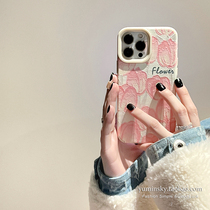 Farstyle pink tulip flower applicable iPhone13promax apple 12 11 phone shell xs female xr anti-fall 8