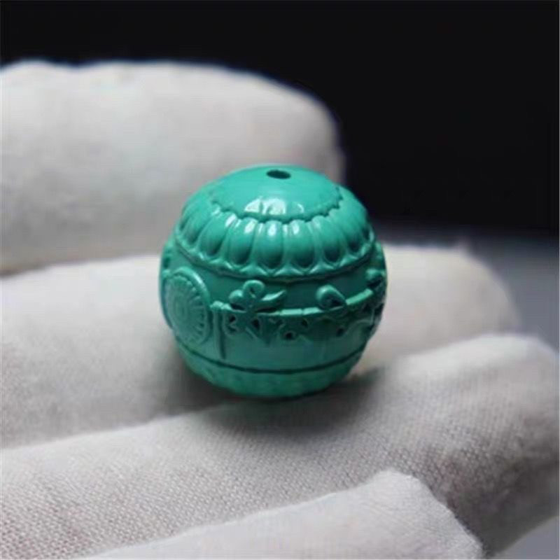 DIY аксессуары 优化湖北绿松石六字真言单珠散珠金刚星月菩提手串配饰隔珠顶 Joe rodeo