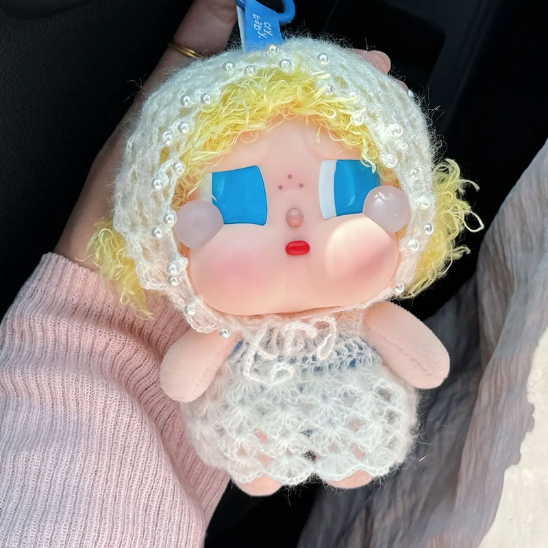 Only Doll Clothes】Suitable for Crybaby Crying Doll Clothes, Gulu Gulu Outfit, 15cm Holiday Pearl Crochet Dress