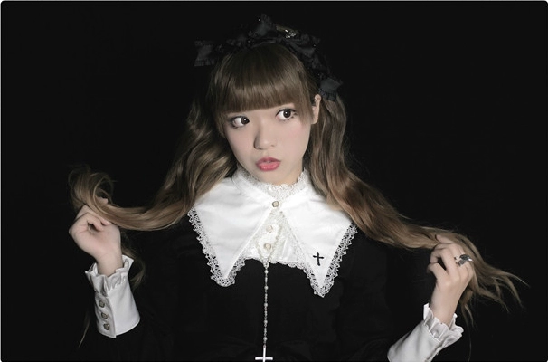Điểm không bài thơ đứng cổ áo dài tay áo đen ista mori dongsensen Nhật Bản lolita - Sản phẩm HOT