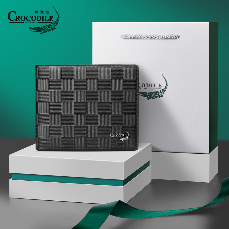 Crocodile Leather Genuine Wallet for Men, Genuine Leather 2026 New Model, Top Layer Cowhide, Short Style, Trendy, Ultra-Thin Wallet for Young People