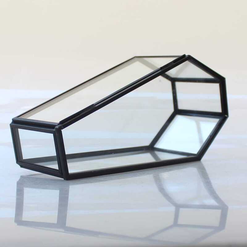 Cross-Border Easter Small Coffin Black Vintage Glass Coffin Box Pet Insect Coffin Halloween Coffin Box