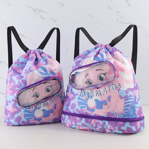 Водонепроницаемая спортивная портативная сумка для хранения для плавания с разделителями подходит для мужчин и женщин, мультяшный пляжный рюкзак