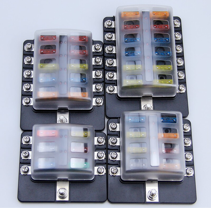 Car Modification Multi-Way Fuse Box Fuse Holder Universal for Ships and Yachts Led One-In Multiple-Out Fuse Assembly