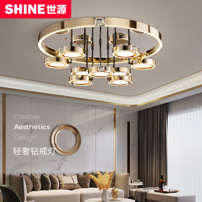 Postmodern light extravagant living-room light Sky cat elves ceiling lamp 2022 Circular crystal diamond ring lamp package combo