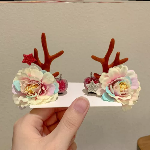 2024 Новая рождественская шпилька ювелирные изделия для оленя рог рог -боковой клип.