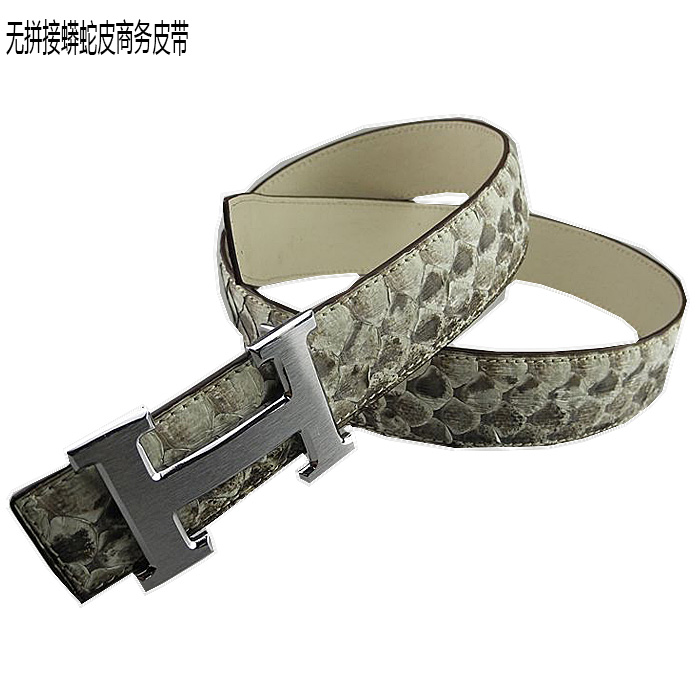 Non-stitching python leather belt men's genuine leather belt belt casual business high-grade smooth buckle automatic buckle belt