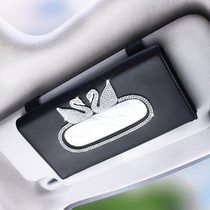 Car tissue box hanging car Lady drawing box creative Diamond interior sun visor decoration car tissue box