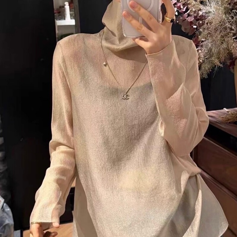 Nanyou High-End New Chinese Style High-Neck Long-Sleeve Shirt, Mid-Length Thin See-Through Base Shirt, Pullover High-Neck Top Nanyou High-End New Chinese Style High-Neck Long-Sleeve Shirt, Mid-Length Thin See-Through Base Shirt, Pullover High-Neck Top