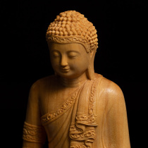 Small-leaf boxwood home enshrined Buddha statue living room carving crafts Sakyamuni Tlats wood carving ornaments Thai Buddha